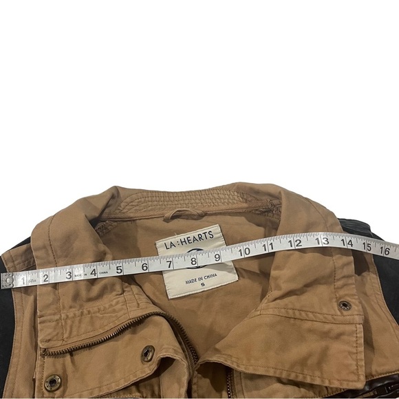 LA Hearts Khaki & Grey Contrast Long Sleeves Aztec Print Safari Jacket Sz Sm EUC - Picture 14 of 14